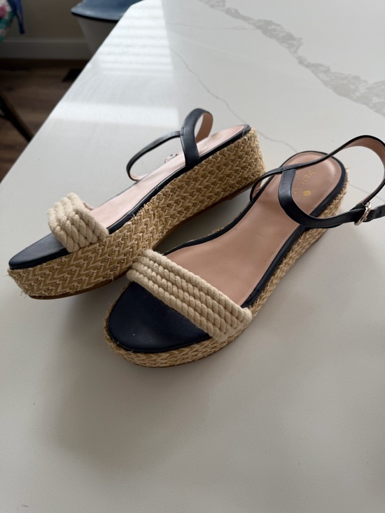 kate spade Shoes - kate spade Black and Natural Rope Platform Espadrille Sandals